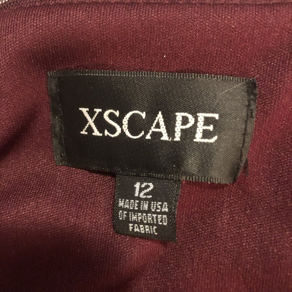 XSCAPE Burgundy Beaded Cape Dress | Elegant Evening Cocktail Dress | Size 12 - Picture 9 of 11